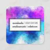 手書き水色ブラシ付き スクエア名刺 (裏面)