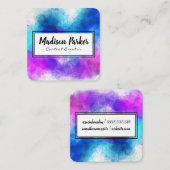 手書き水色ブラシ付き スクエア名刺 (正面/裏面)