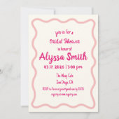 手書き波状ピ縁どックガーリーブライダルシャワー 招待状 (正面)