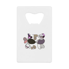 手書き混合文字とハート文字b色 クレジットカード栓抜き