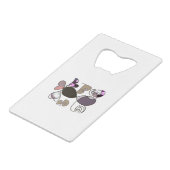 手書き混合文字とハート文字b色 クレジットカード栓抜き (正面アングル)