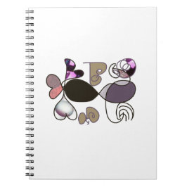 手書き混合文字とハート文字b色 ノートブック