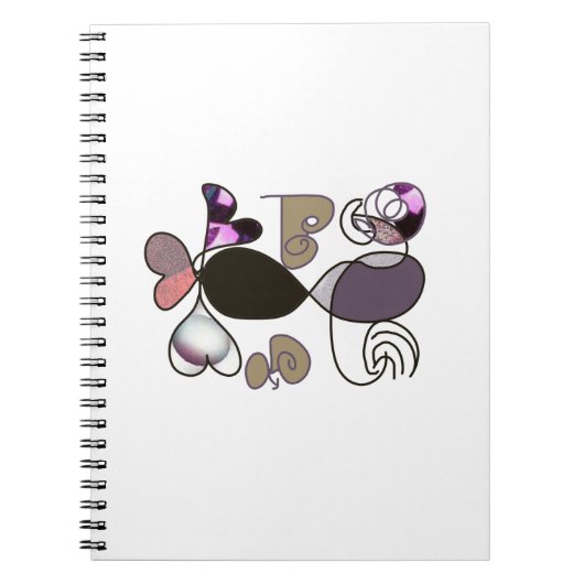 手書き混合文字とハート文字b色 ノートブック (正面)