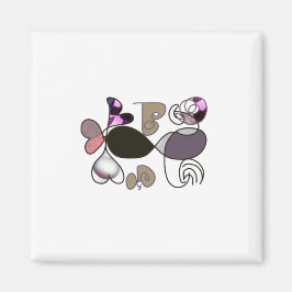 手書き混合文字とハート文字b色 マグネット