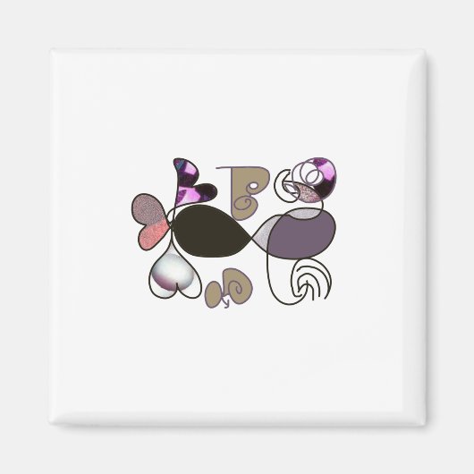 手書き混合文字とハート文字b色 マグネット (正面)