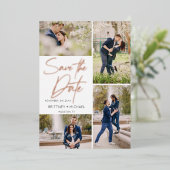 手書き画像コラージュ日付の保存 箔招待状 (立ち正面)