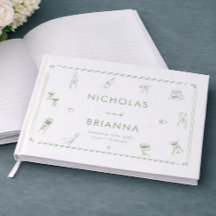 手書き白と緑結婚の