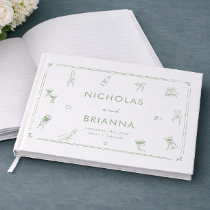 手書き白と緑結婚の ゲストブック