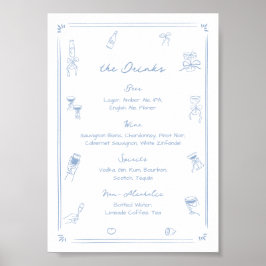 手書き白と青のバードリンク ポスター