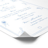 手書き白と青のバードリンク ポスター (角)