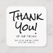 手書き白黒お客様ありがとう スクエア名刺 (正面)