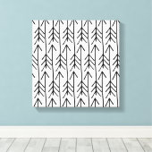 手書き白黒幾何学的シェブロンパターン キャンバスプリント (インサイチュ (ウッドフロア))
