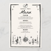 手書き白黒結婚のテーブルメニュー メニュー (正面)