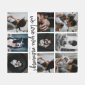 手書き私たちはあなたを愛するママ9写真  フリースブランケット (正面(横))