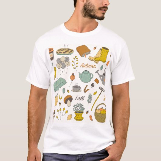 手書き秋:カラフルヴィンテージセット Tシャツ (正面)