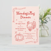 手書き筆記パンプキントルコ感謝祭 招待状 (スタンド正面)