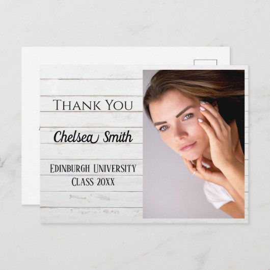 手書き素朴の卒業ありがとうはがき ポストカード (正面/裏面)