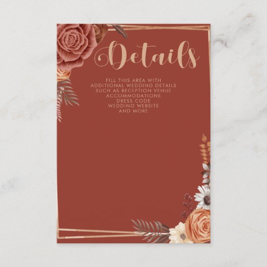 手書き素朴スモダンクリプト秋の結婚式 エンクロージャーカード (正面)