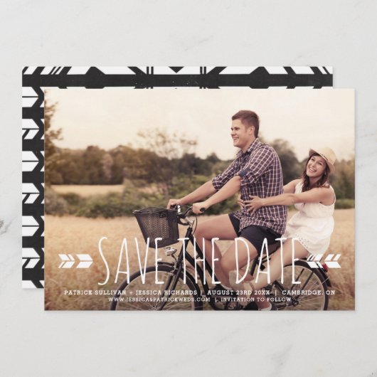 手書き素朴タイポグラフィ部日付の保存 セーブザデート (正面/裏面)