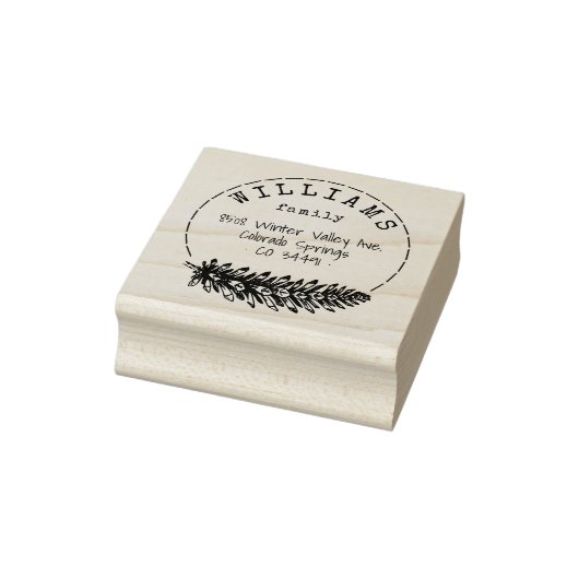 手書き素朴パインコーンファミリ差出人住所 ラバースタンプ (スタンプ)