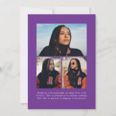 手書き紫ブラシスクリプト4写真卒業 案内状 (裏面)