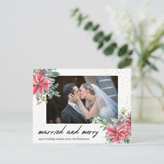 手書き結婚したと新メリーしい写結婚真 シーズンポストカード (スタンド正面)