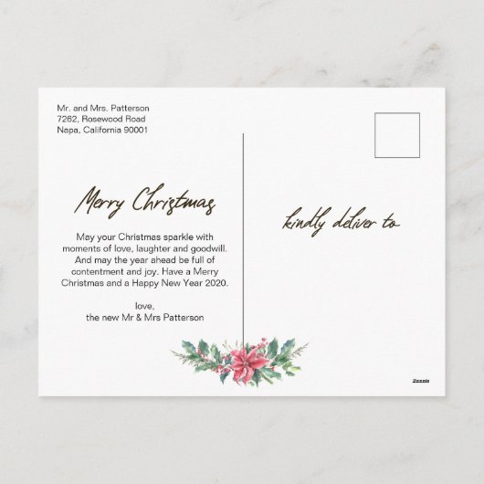 手書き結婚したと新メリーしい写結婚真 シーズンポストカード (裏面)