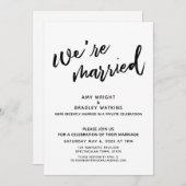 手書き結婚した結婚式の後の披露宴 招待状 (正面/裏面)