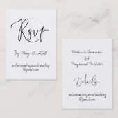 手書き結婚のオンラインRSVPおよびオンライン詳細 名刺 (正面/裏面)