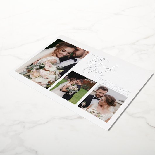 手書き結婚のフォイルサンキューカード 箔招待状 (回転した状態)