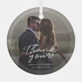 手書き結婚の写真ありがとうクリスマス ガラスオーナメント (正面)