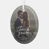 手書き結婚の写真ありがとうクリスマス ガラスオーナメント (正面左)