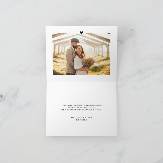 手書き結婚の写真サンキューカード サンキューカード (内部)