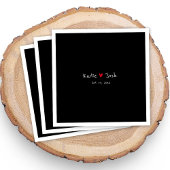 手書き結婚の名前を持つ黒のナプキン スタンダードカクテルナプキン