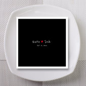 手書き結婚の名前を持つ黒のナプキン スタンダードカクテルナプキン
