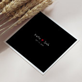 手書き結婚の名前を持つ黒のナプキン スタンダードカクテルナプキン