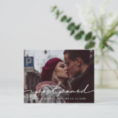 手書き結婚の延期 ポストカード (スタンド正面)