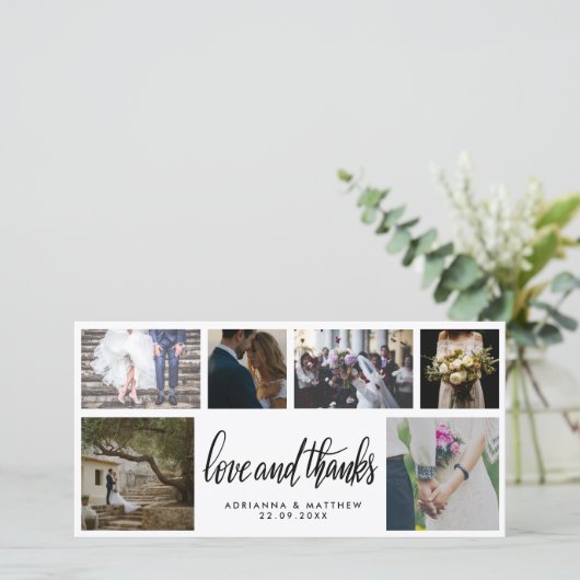 手書き結婚の愛とスクリプ感謝していト6枚の写真 サンキューカード (スタンド正面)