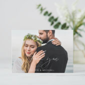 手書き結婚の感謝の写真ミニマリスト サンキューカード (スタンド正面)