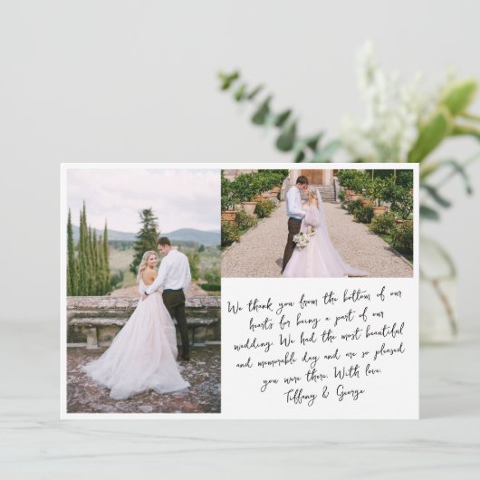 手書き結婚の感謝フォトカード サンキューカード (スタンド正面)