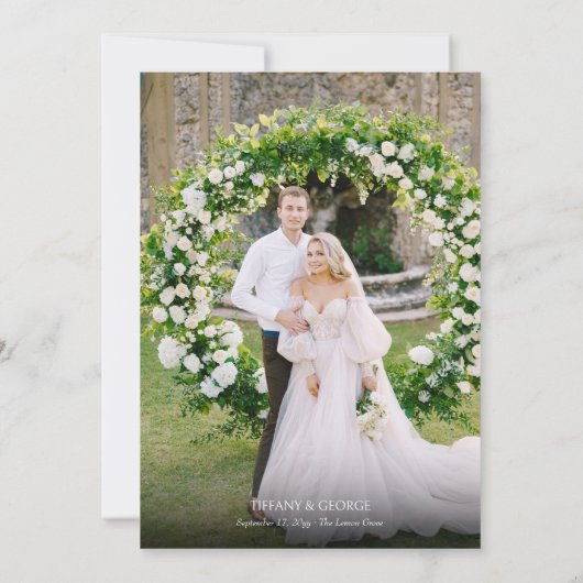 手書き結婚の感謝フォトカード サンキューカード (裏面)