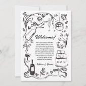 手書き結婚の旅程カード 招待状 (正面)