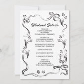 手書き結婚の旅程カード 招待状 (裏面)