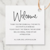 手書き結婚の歓迎抱き枕バスケット フェイバータグ (裏面)