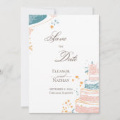 手書き結婚の洗練された保存日付 招待状 (正面)