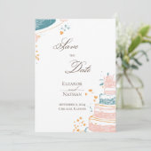 手書き結婚の洗練された保存日付 招待状 (スタンド正面)