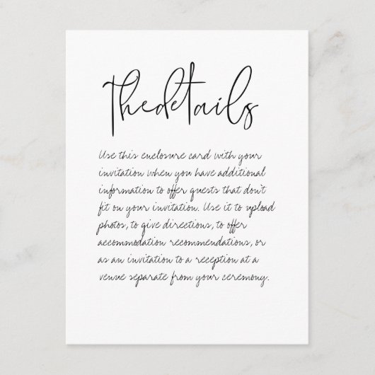 手書き結婚の詳細エンクロージャカード エンクロージャーカード (正面)