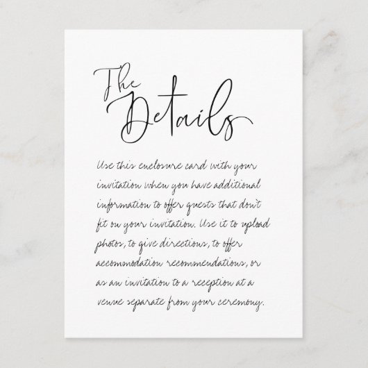 手書き結婚の詳細エンクロージャカード エンクロージャーカード (正面)
