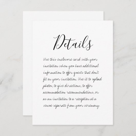 手書き結婚の詳細エンクロージャカード エンクロージャーカード (正面/裏面)