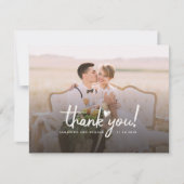 手書き結婚の2枚の写モダン真 サンキューカード (正面)